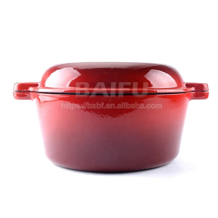 2 in 1 Cast iron casserole Enameled cast iron dutch oven set cast iron pan