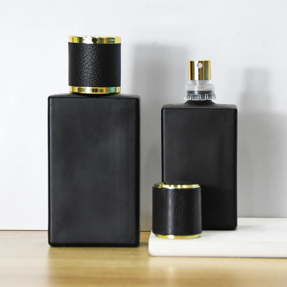 30ml 50ml High Quality Woman Man Cosmetic Empty Luxurious Matte Black Square Glass Perfume Bottle