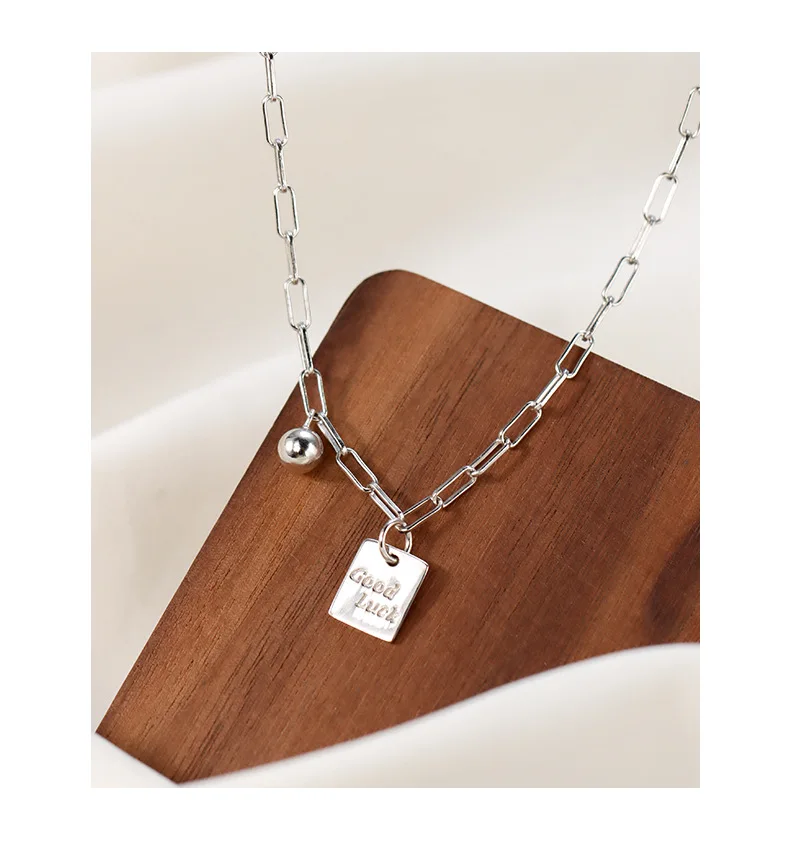 New Design 925 Sterling Silver good luck Stone Necklace Luxury White Gold Plated Topaz Pendant Necklace Accessories for Women