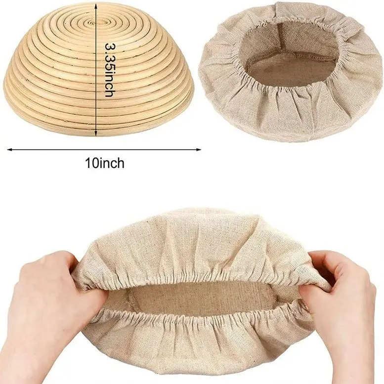Wicker Banneton Lined Round 7 Inch Bread Prrofing Basket Reusable Sourdough Starter Buy Cover Cloth Making Utensils With Lid