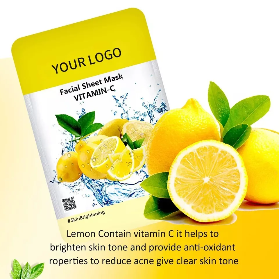 OEM Custom Vitamin C Collagen Beauty Fabric Vitamin C Whiten Moisture Skin Care Organic Face Sheets Wholesale Facial Masks