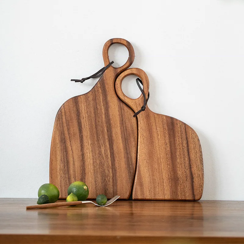 Wholesale Kitchen Thick Large Bulk Blank Round Personalized Custom Black Walnut Acacia Wood Bamboo Cutting Board with Handle