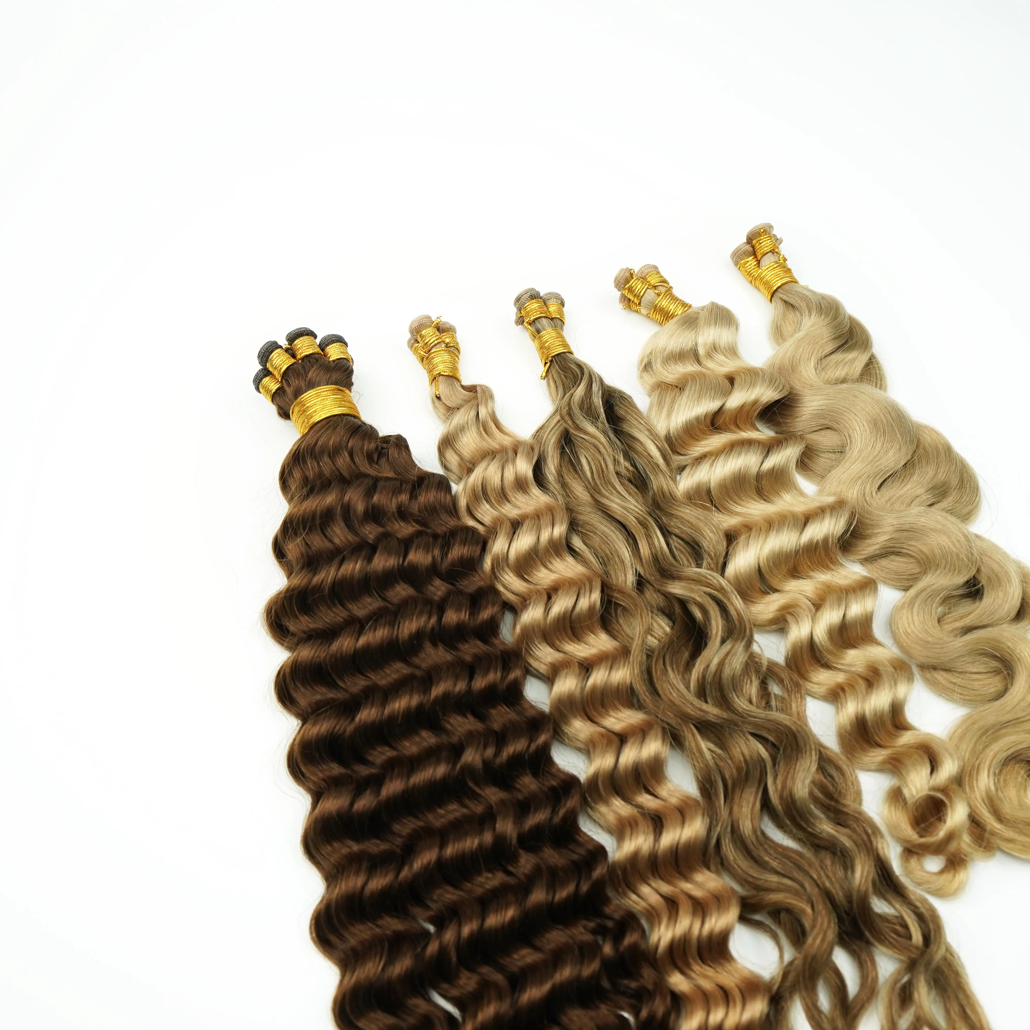 Genius wefts double drawn virgin full cuticle intact human hair Manufacturer Unprocessed Russian hair hand tied weft 2.0 12a