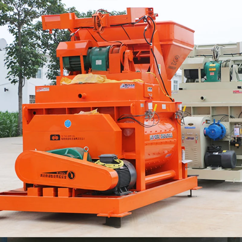 Construction equipment automatic twin shaft forced electric JS concrete mixer machine with lift hopper