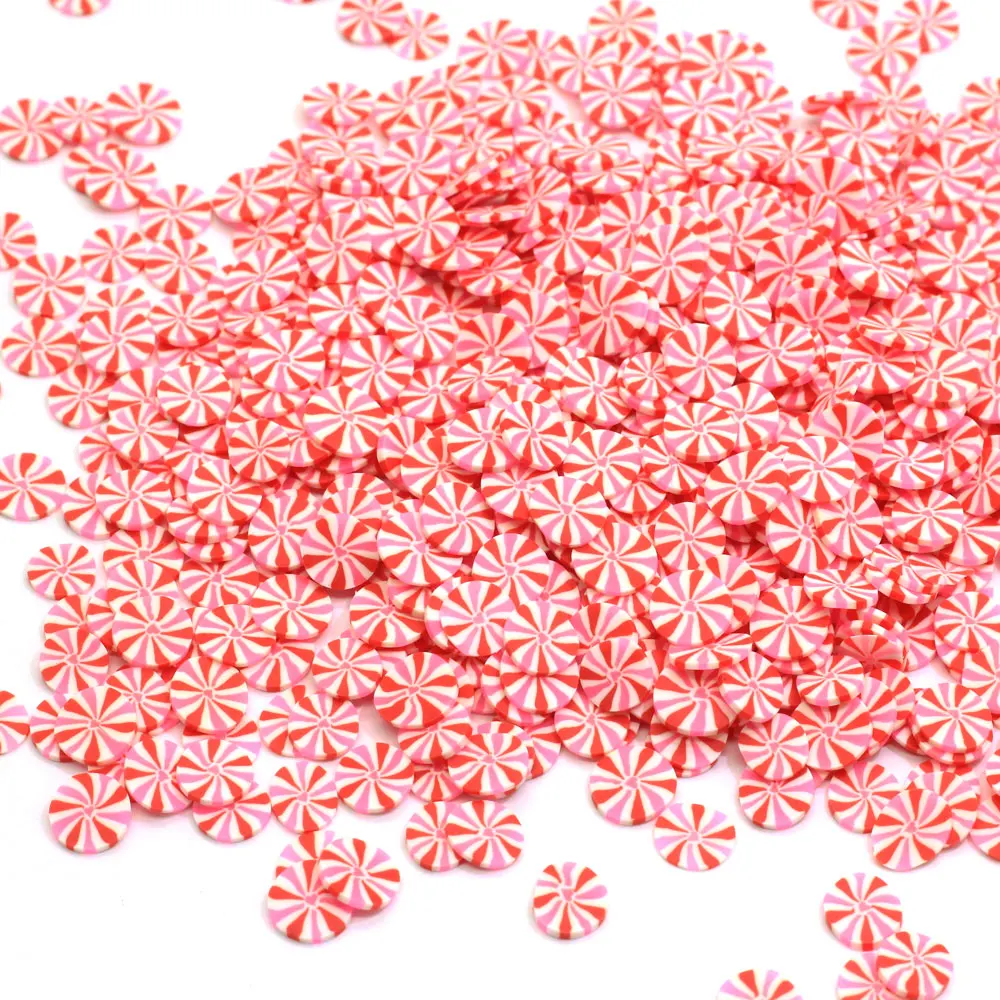 Red White Round Peppermint Polymer Clay Slice Christmas Candy Sprinkles Colorful For DIY Crafts Tiny Cute Bonbon Candy Plastic M