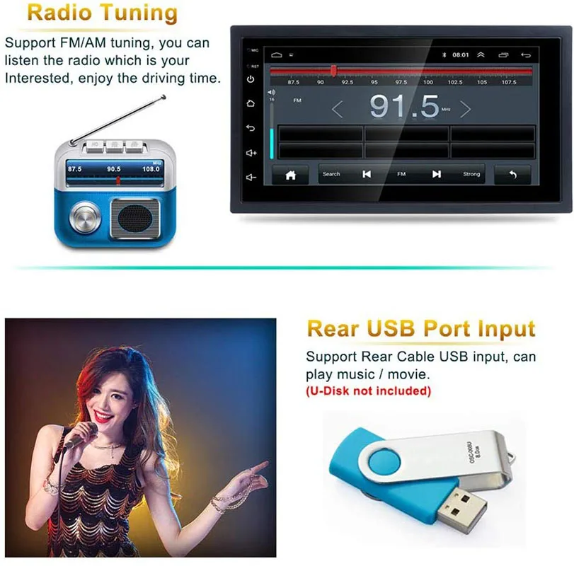2 din radio 7.0 Inch LCD Touch Screen  auto stereo USB AUX Wheel Control Mirror link 7012b Mp5   car player