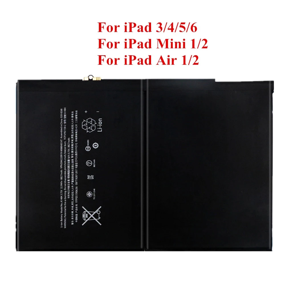 Free tools original tablet battery for ipad mini 1 2 3 4 replacement batteries for 1 2 3 4 5 6 ipad pro 9.7 12.9 inch