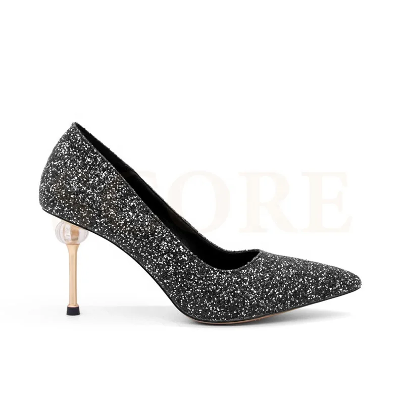2021 fashion metallic heel wedding shoes for bride blink high heel pumps for women
