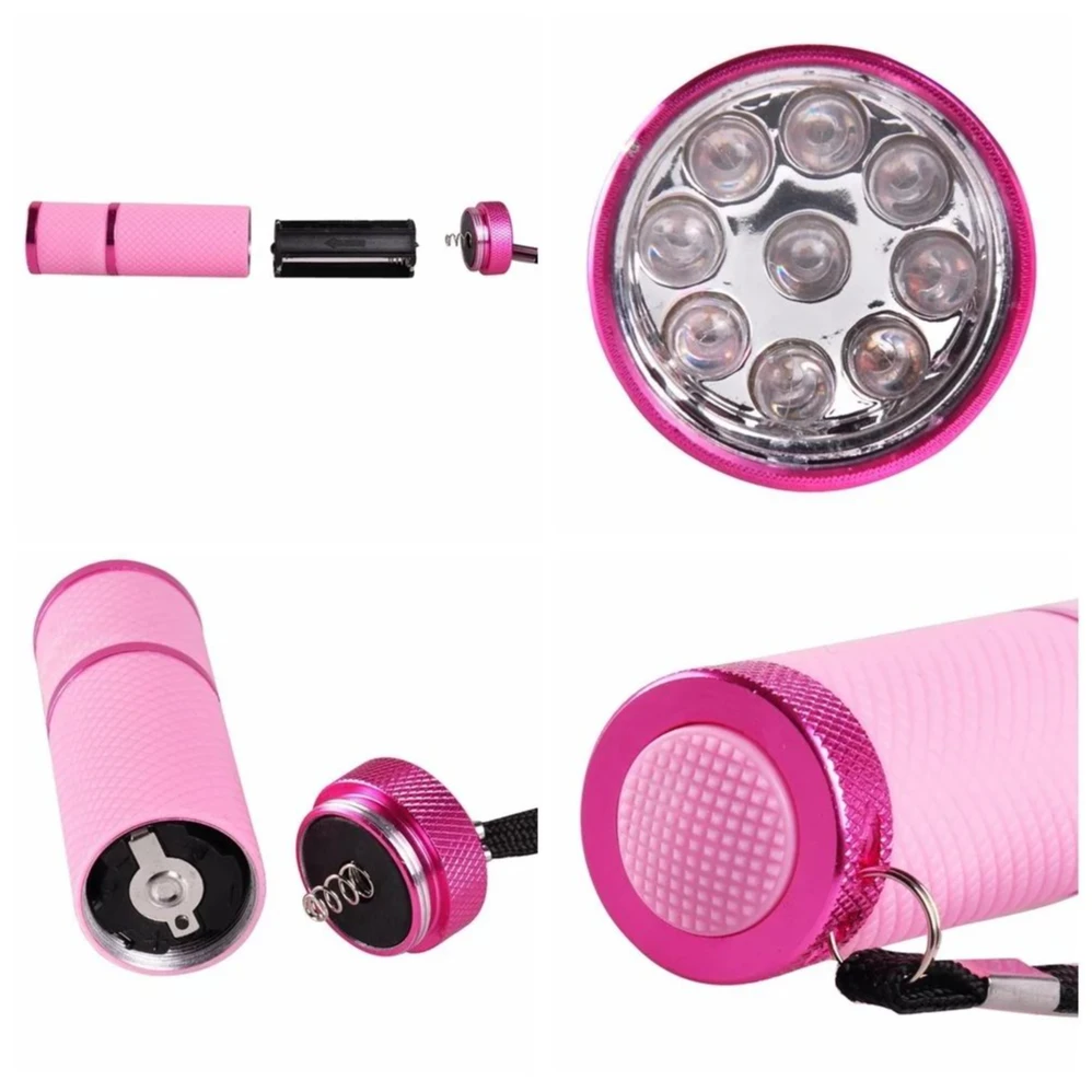 Electric LED Lamp Nail Dryer Pink/Blue/Yellow Portable UV Money Detector Flashlight Gel Varnish Manicure Tools