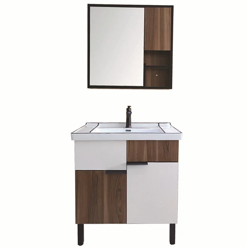 American Retro Style PVC Floor Bathroom Vanity Modern Furniture Plywood Bathroom Cabinet Wood + Plywood CN;HEN with Mirror Solid