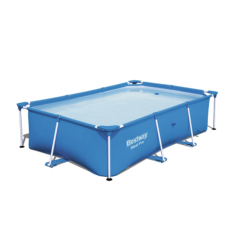 Bestway 56403 2.59 m x 1.70 m x 61cm Steel Pro Above Ground Portable Rectangular Steel Frame outdoor Swimming Pool for family