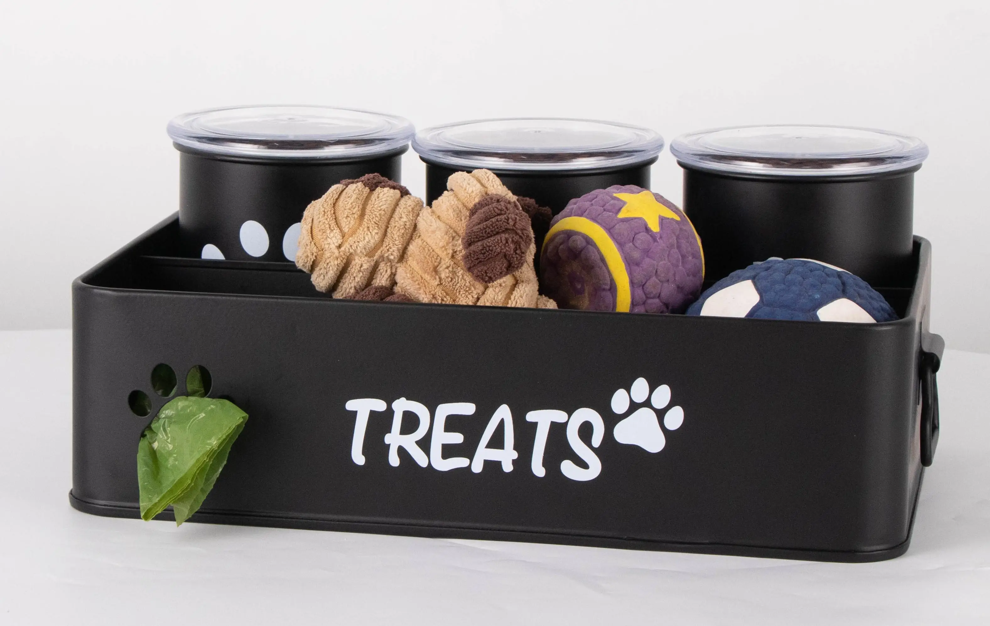 Factory Direct Sale Customized Cross-border E -commerce  Set of Four Metal  Pet Snacks and Toys Classification Storage Box