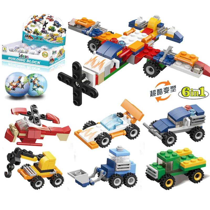6IN 1 Building blocks Mini toy car  Candy gifts for kids  Building blocks car