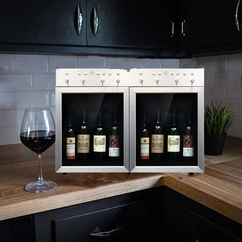 Glass Food Jar Bar 4 Bottles Shot Wine Cooler Liquor Wine Cooler Dispenser Machine