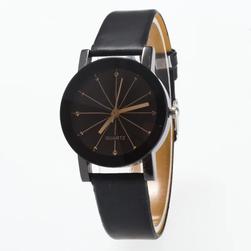 Fashion Rhombus Convex Surface Quartz Watches Leather Strap Student Watch Simple Couple Watch