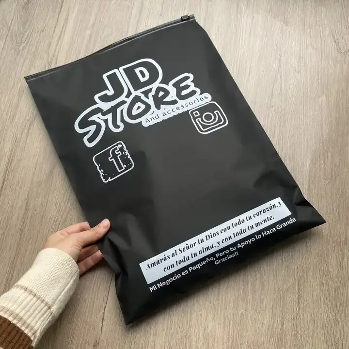 Recyclable custom logo frosted plastic zipper bag socks clothing packaging vertical zip lock packing bag for small business