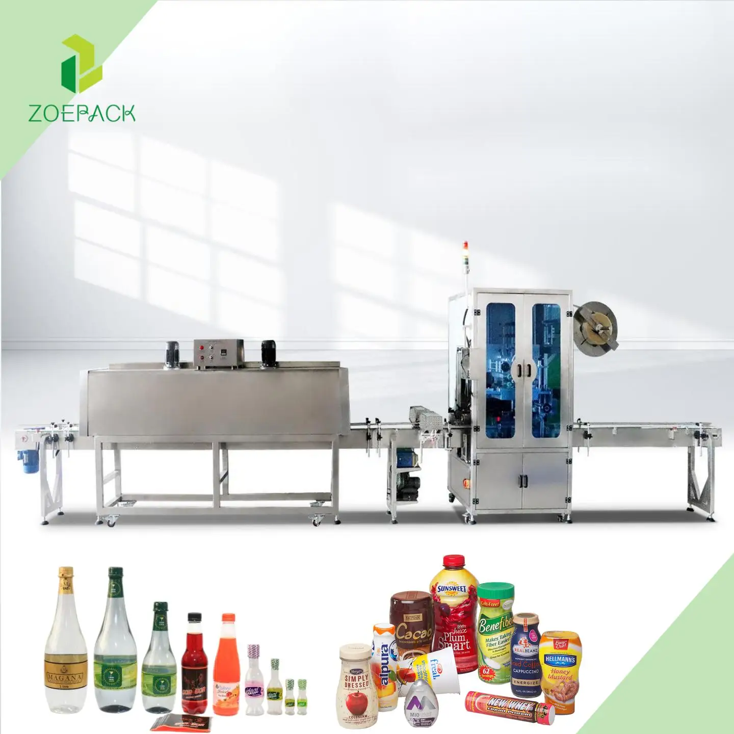 304 Stainless Steel Bottle Label Machine With Steam Generator For Food Beverage Industry Heat Sleeve Shrink Wrap Packing Machine