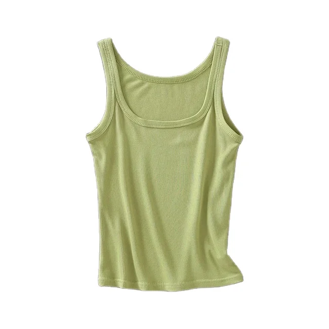 Wholesale Cotton Crop Tops Tank Tops Tshirt Women Sleeveless Solid Black Crop Tops