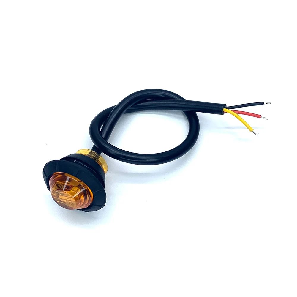 3 Wires 3/4 Inch Mini Side Marker Indicator Lights Brake Stop Tail Lamp  For Pickup Trailer Truck Van 12V