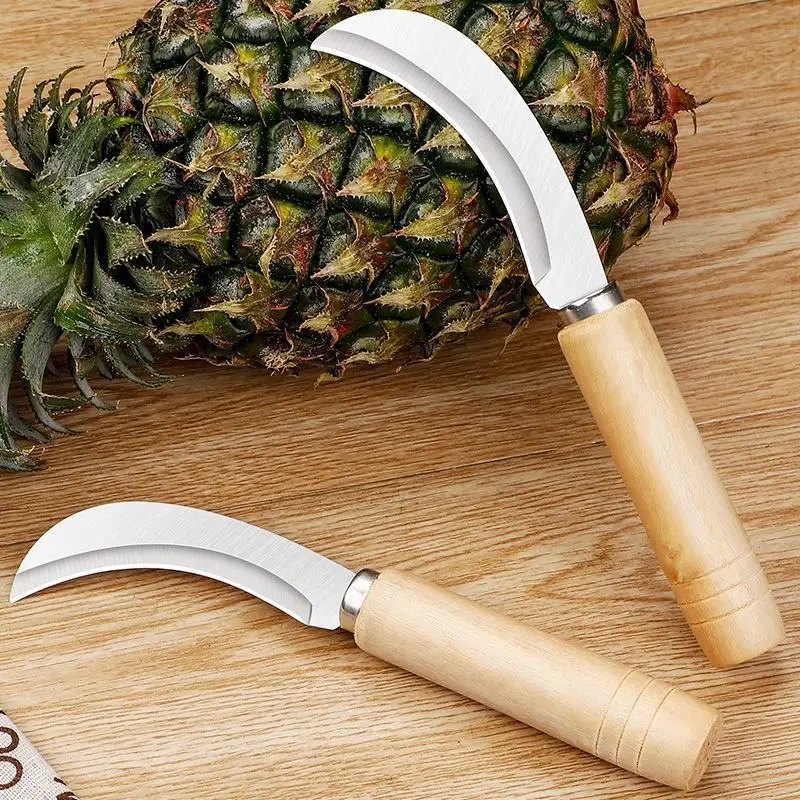 Banana Knife with 5-Inch Straight Steel Blade 3 Inch Harvest Knife with Wooden Handle