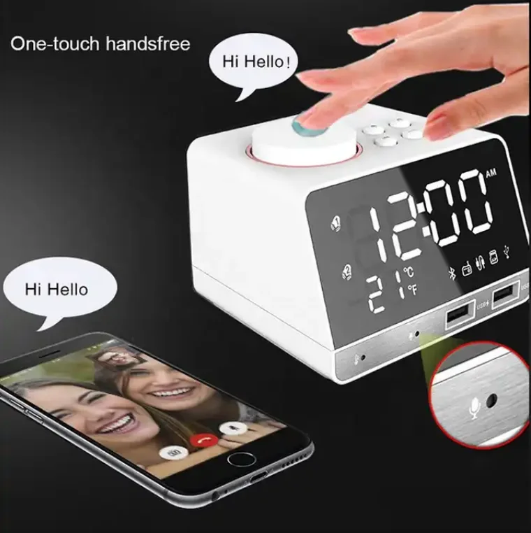 Alarm for hotels BT Speaker Creative Digital Music desk Clock Display Radio with Dual USB Support U Disk TF Card FM