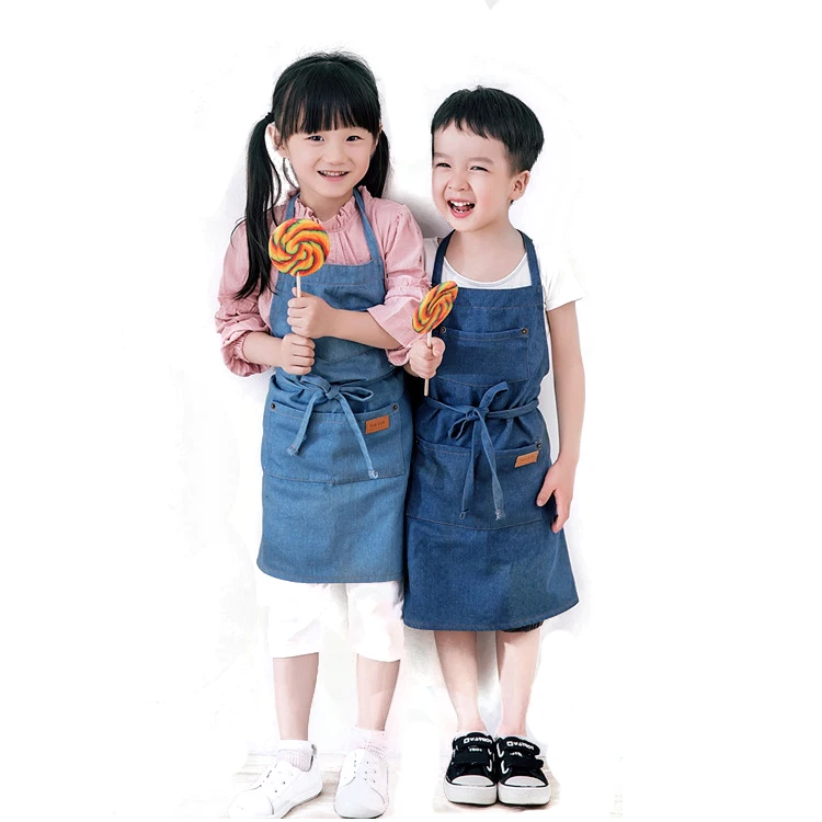 Wholesale Hot Sale Denim  Apron Children  Painting Apron Waterproof  apron for kids