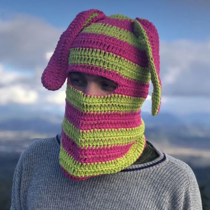 Женская вязаная шапка с черепом рогом дьявола на осень и зиму Y2K-GIRL ангела 230921