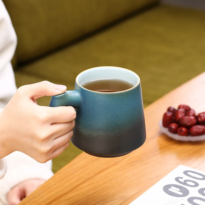 Mug Ceramic Office Custom Logo Tea Separation Cup Wooden Handle Filtered Tea Leaves with Tea Infuser