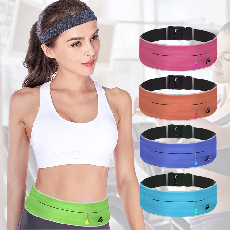 Fashionable Durable sport elastic expandable running belt sports waist bag  pouch with zipper