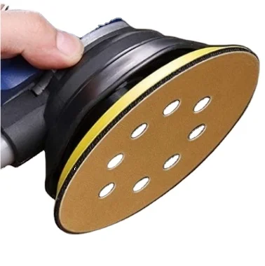 6inch 9holes Yellow sanding disc with holes hook ring gold sanding disc aluminum oxide dry sandpaper disc for automobile