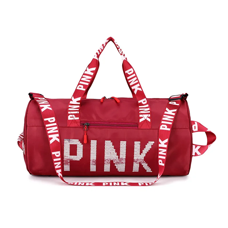 HZAILU custom luxury pink waterproof polyester women weekender Overnight gym Fitness duffle sport travel bag