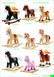 Animal Shaped Chair Plush Animal  Baby Plush Wooden Ride Toys Plush Animal Rocking Horse For Kids