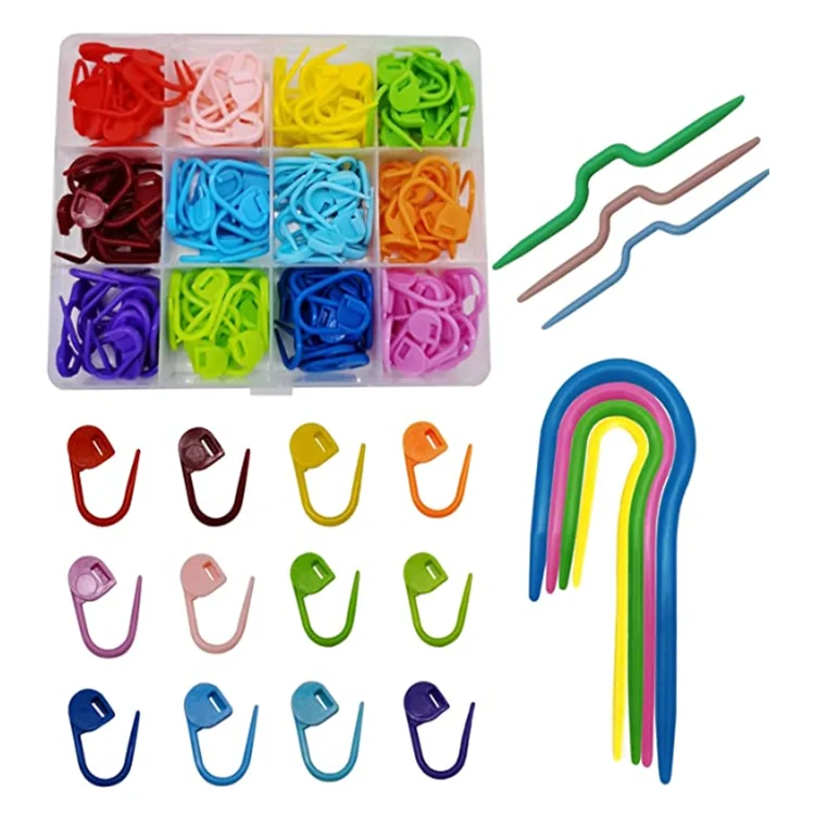 180PCS Crochet Stitch Markers with 3 PCS Cable Stitch Holders 4PCS U-Cable Holders for Knitting Sewing Stitching Crochet