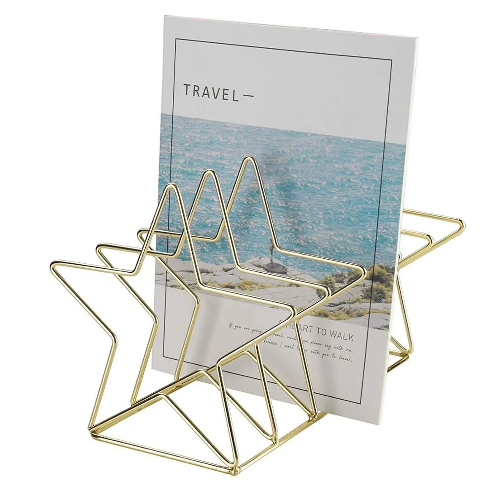 Modern Metal Iron Display 5 Slot Magazine Holder File Sorter Office Accessories Desk Organizer