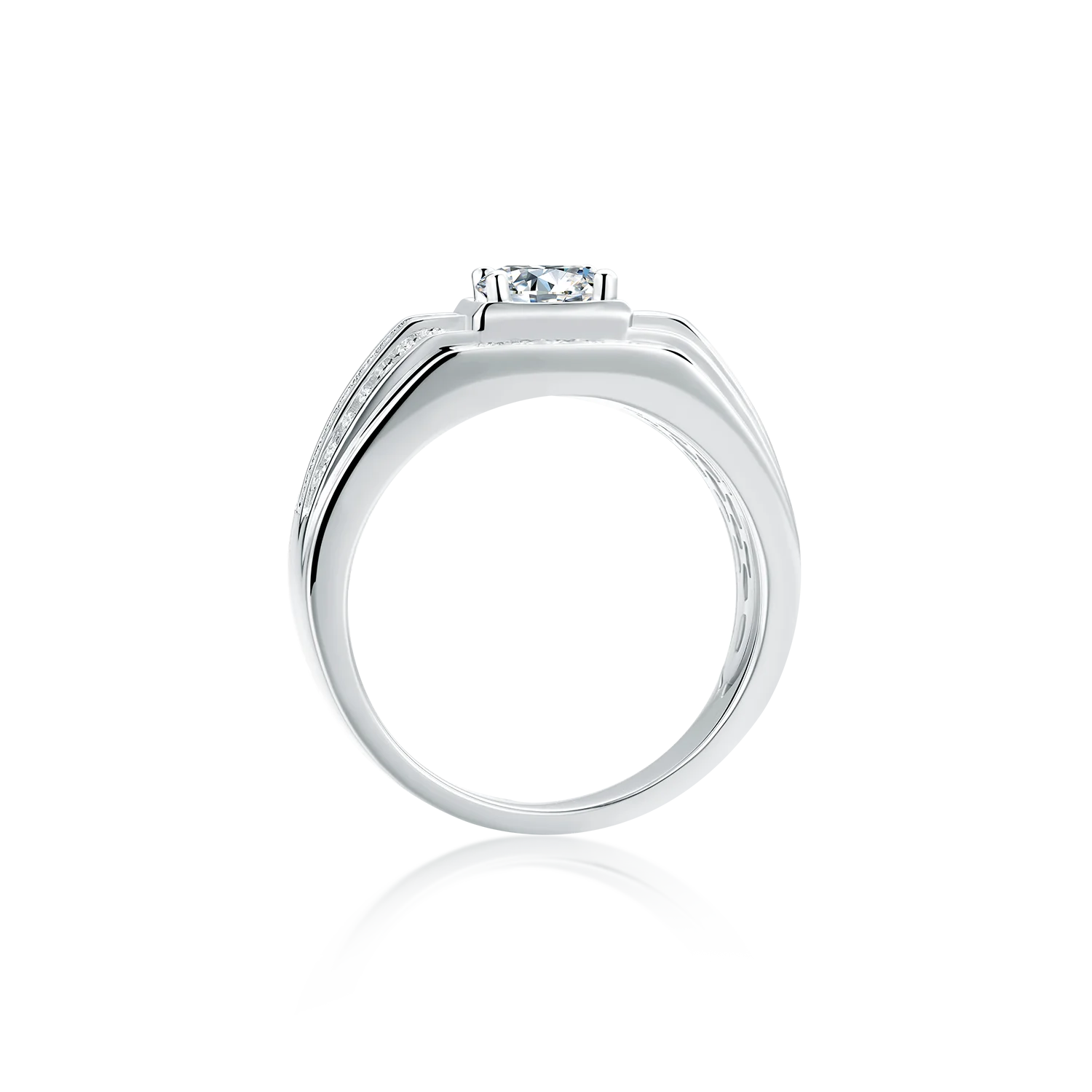 white gold plated moissanite ring for men real silver ring for mens finger 1 ct d color moissanite men jewelry