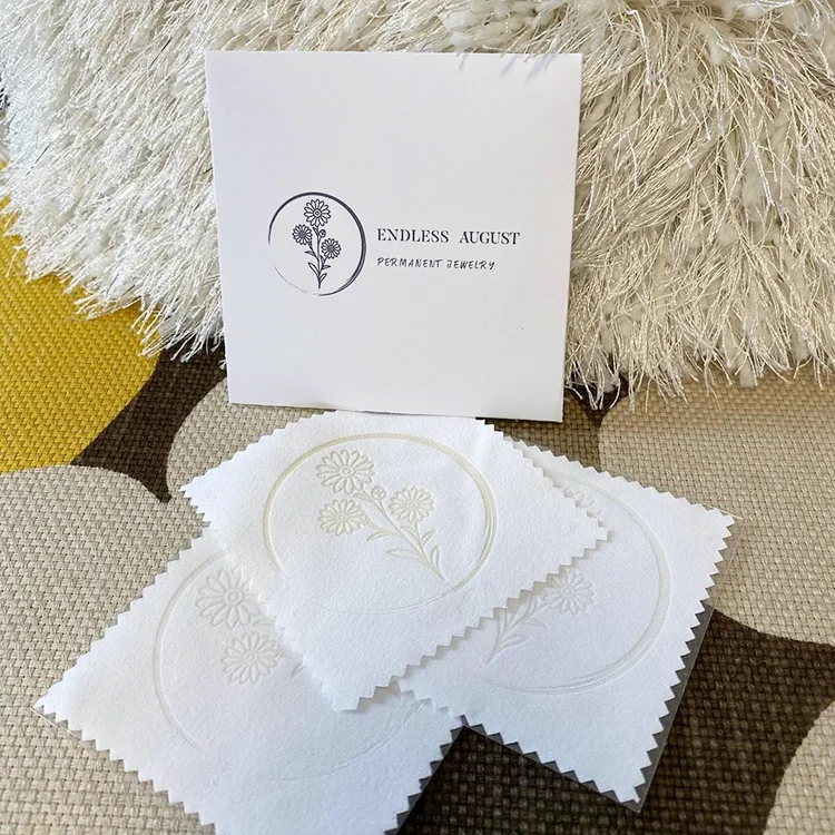 Custom Gold Foil Letterpress Soft Velvet Polishing Clothes Black Microfiber Suede Cleaning Cloth for Jewelry