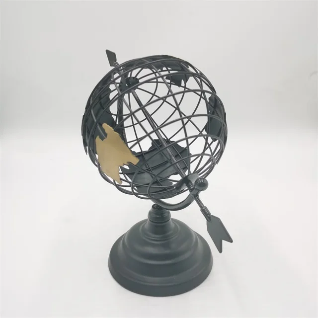 
World 31*16*26 black gold office table metal accessories globe for home decoration 