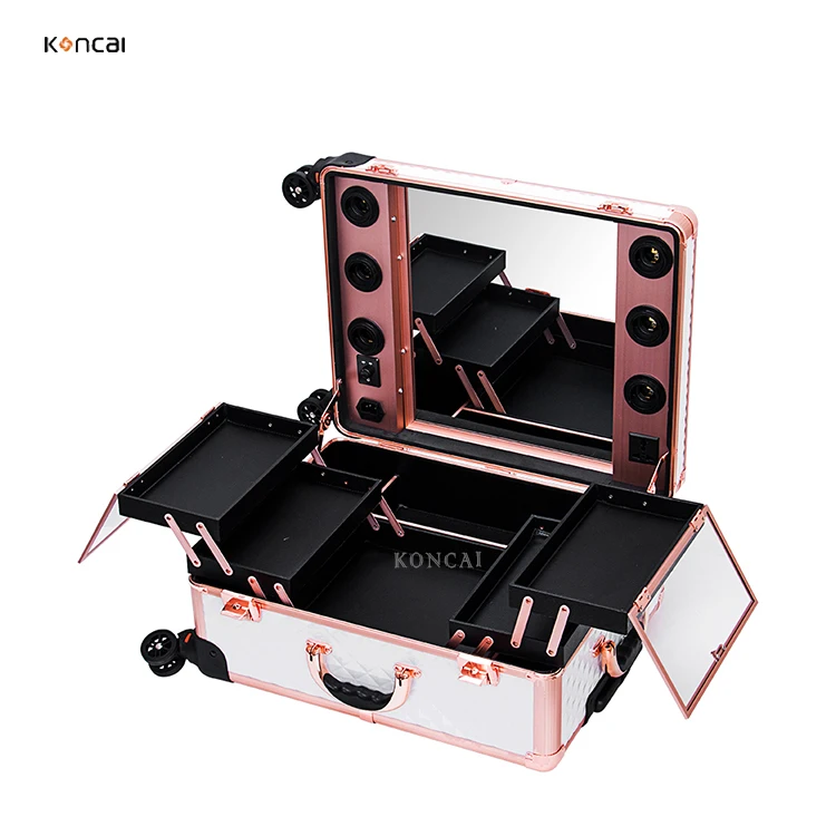 FAMA factory Big Diamond Vanity Box with lights makeup train case with mirror