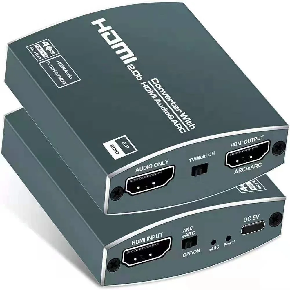 4K@60Hz HDMI 2.1 Audio Extractor eARC, ARC HDMI2.0b Audio Converter, Audio Video Synchronization Separation