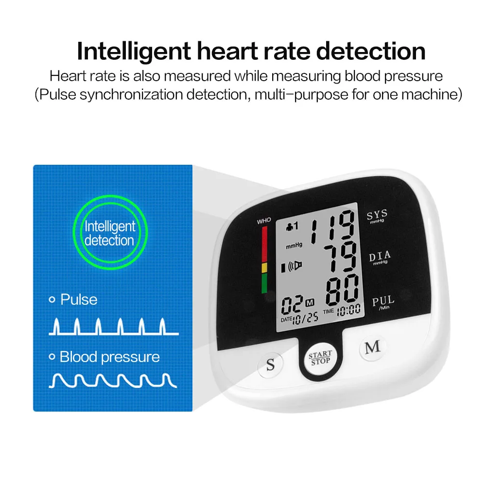 Automatic Electronic Medical Talking Upper Arm Blood Pressure Monitor Tensiometro Digital Sphygmomanometer Types of BP Monitor