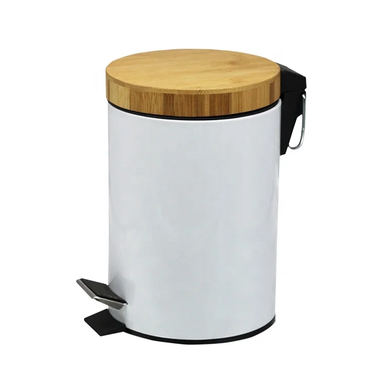 BX  7L trash can waste dustbin with soft-close bamboo lid and odor-absorbing activated charcoal filter