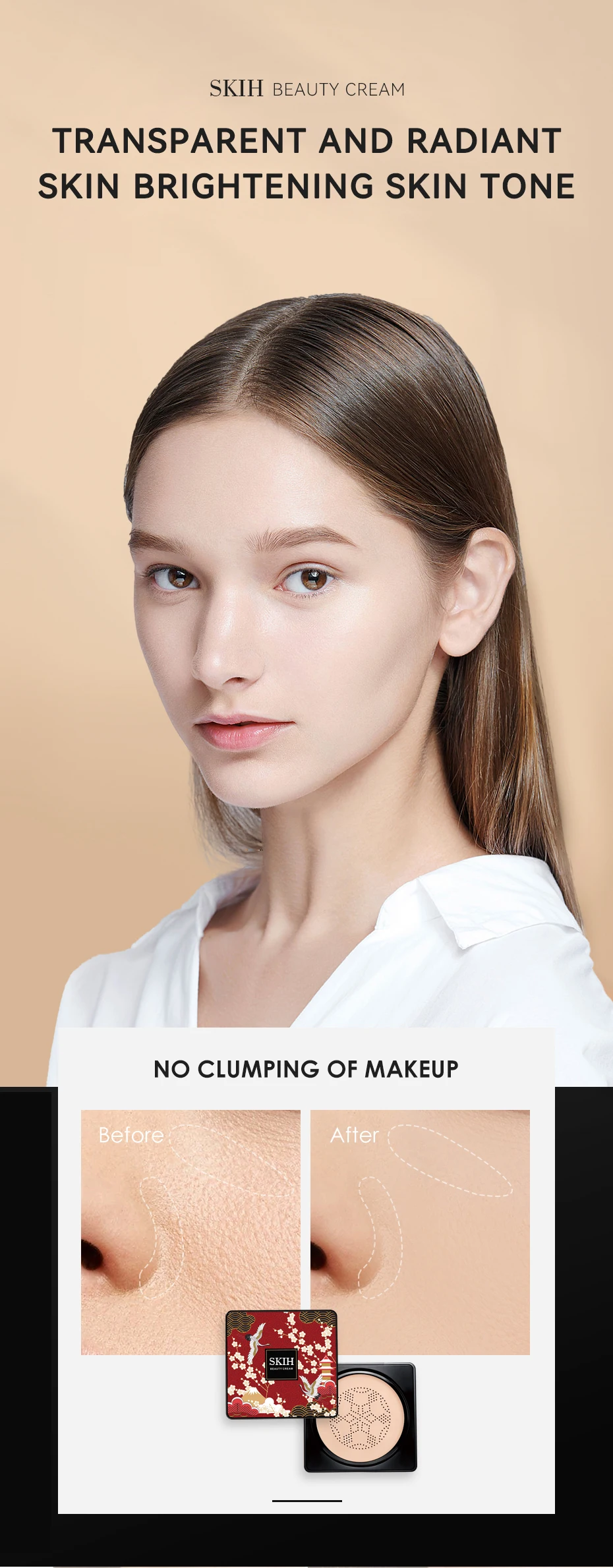 SKIH Mushroom Head Air Cushion Cc Cream Air Cushion Foundation Natural Color CE Adults BB Cream Female Whitening Makeup Base