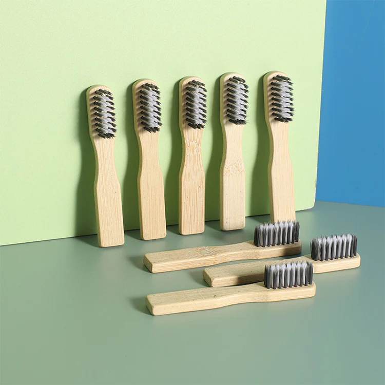 Biodegradable Eco Mini 8cm Bamboo Toothbrush Vegan Custom Logo For Travel Camping Promotion