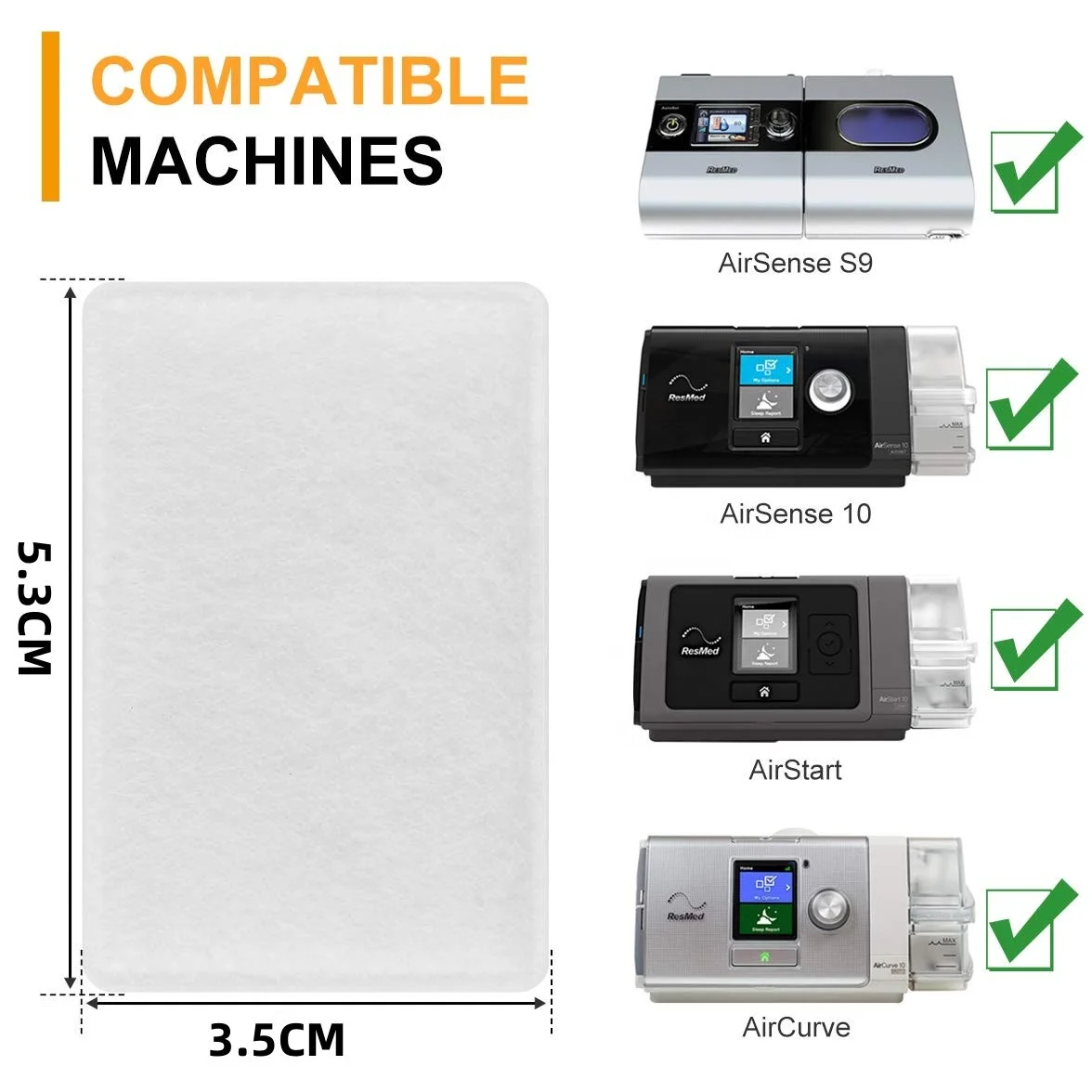ResMed Filters for AirSense 10, AirCurve 10, AirStart 10 & S9 Series CPAP/BiLevel Machines