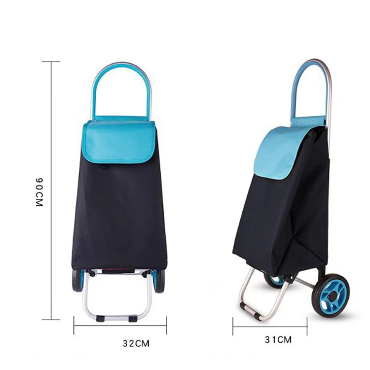 High Quality Waterproof Eco Bag Lightweight Wheeled Shopping Foldable Cart Foldable Push Cart Luggage Bag With Wheels