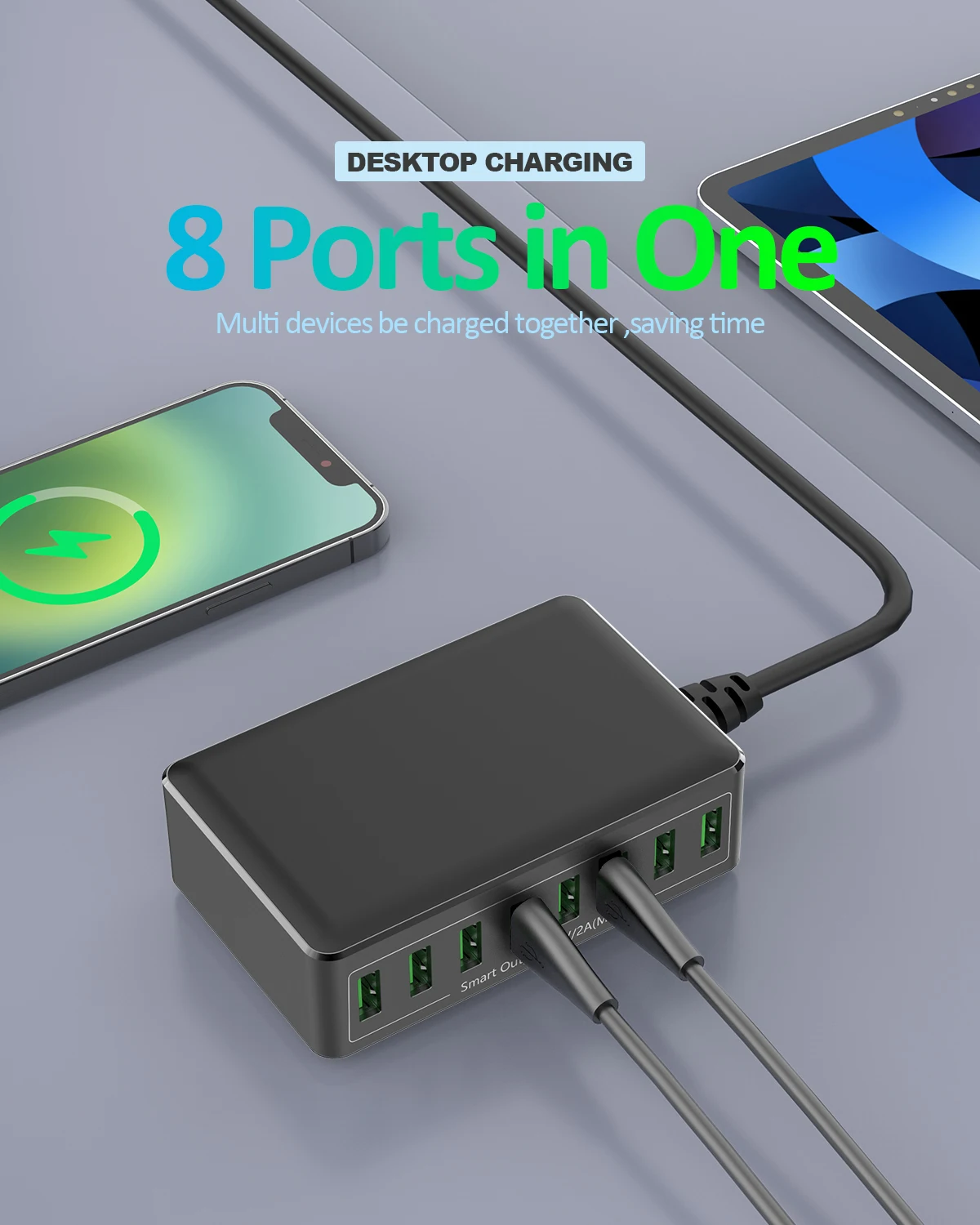 Laudtec KC034 Stations Electric Usb Portable Cell Port Charger Type C Cable Fast Mobile Phone Chargers Charging Station