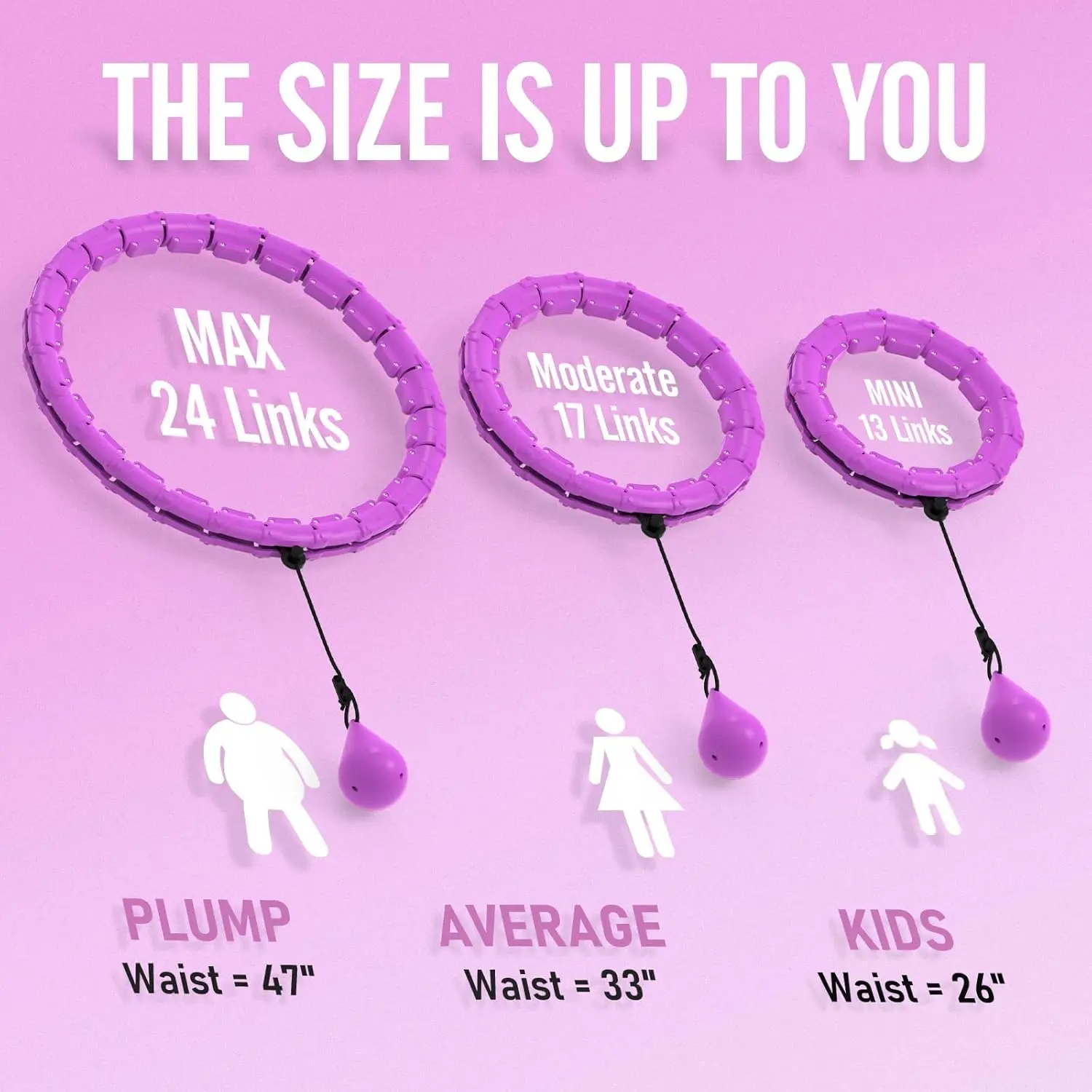 wellshow sport Weighted Hula Circle Hoops for Adults Weight Loss, Infinity Fitness Hoop Plus 24 Detachable Links