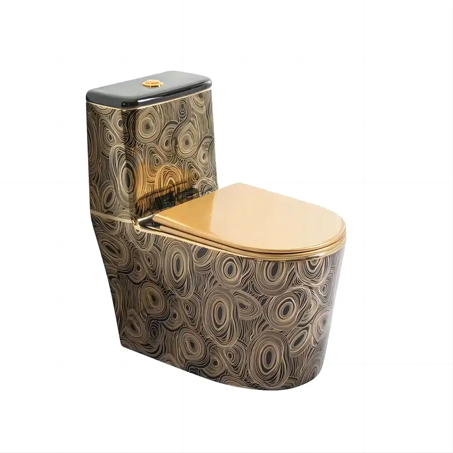 High Quality Square Shape Golden Toilet Bathroom Luxury Ceramic Gold Plated Sanitary Ware Wc Toilet