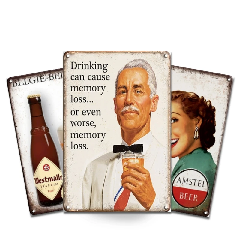 Custom Decor Wall Bar Crafts Old Printing tin sign vintage wall hanging advertising metal signs Souvenir Bar Club