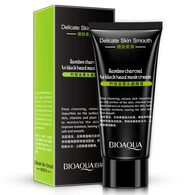 OEM ODM Bioaqua black bamboo charcoal deep pore cleansing blackhead remover nose mask